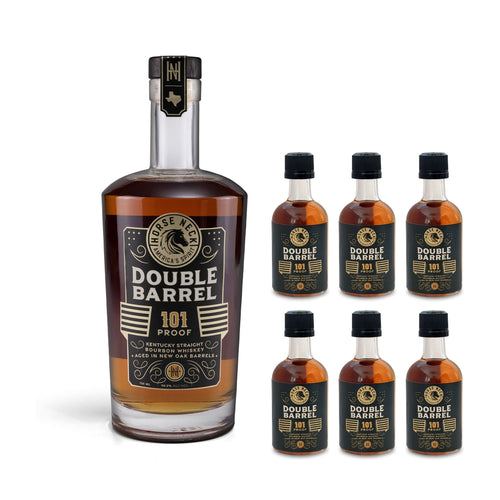 Horse Neck Double Barrel 101 Proof bourbon 750ml bottle with six 50ml mini bottles
